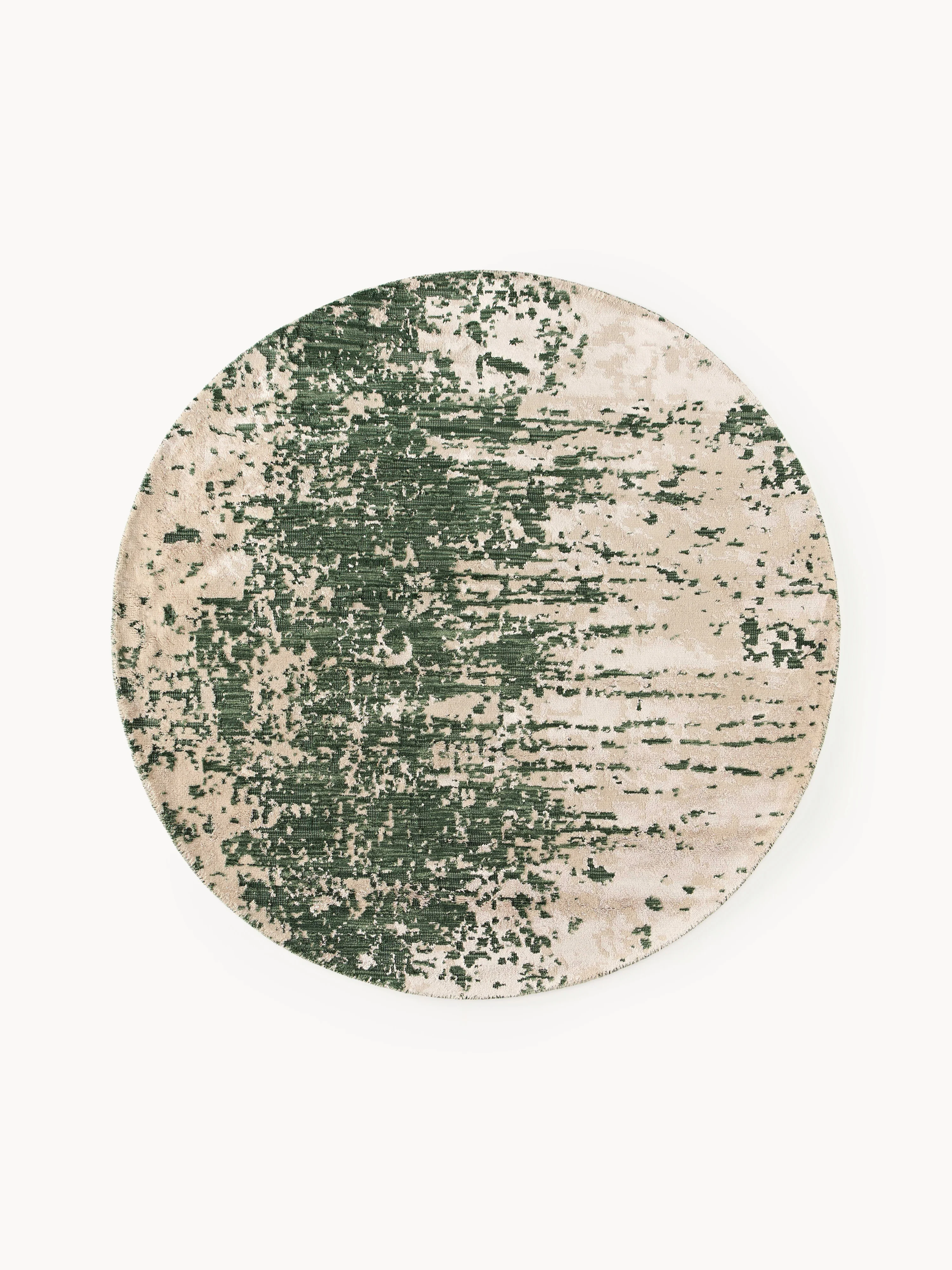 Rond wollen vloerkleed Cynthia met abstract patroon, handgeweven