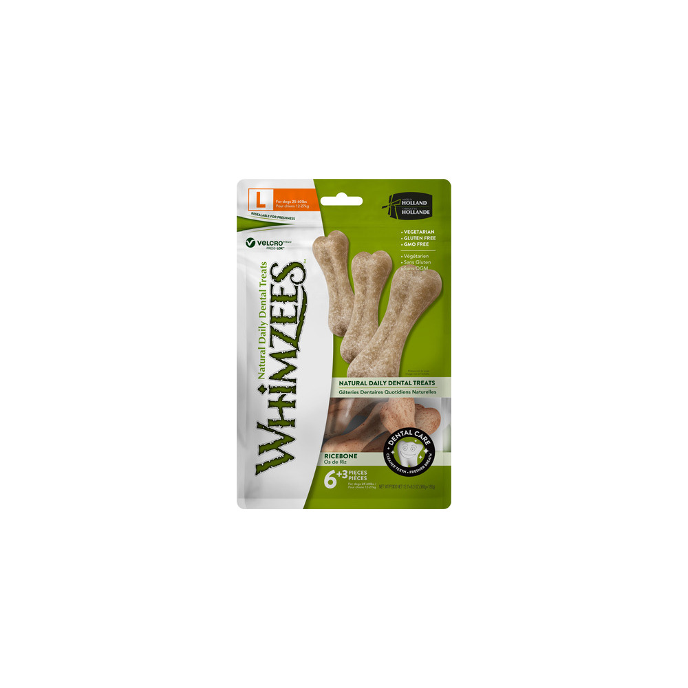 Whimzees Ricebone tyggeben L, 9 stk, 540 g