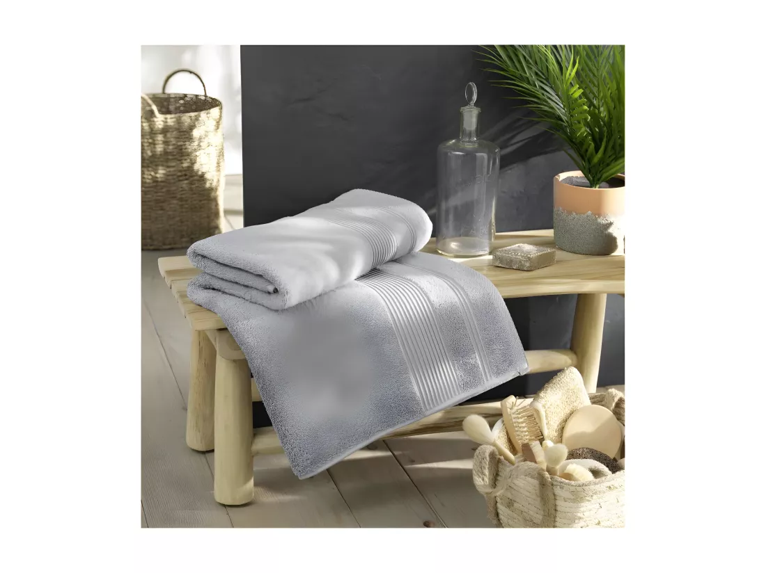 Drap de Bain 90 x 150 cm Tendresse Gris Perle - Eponge Unie