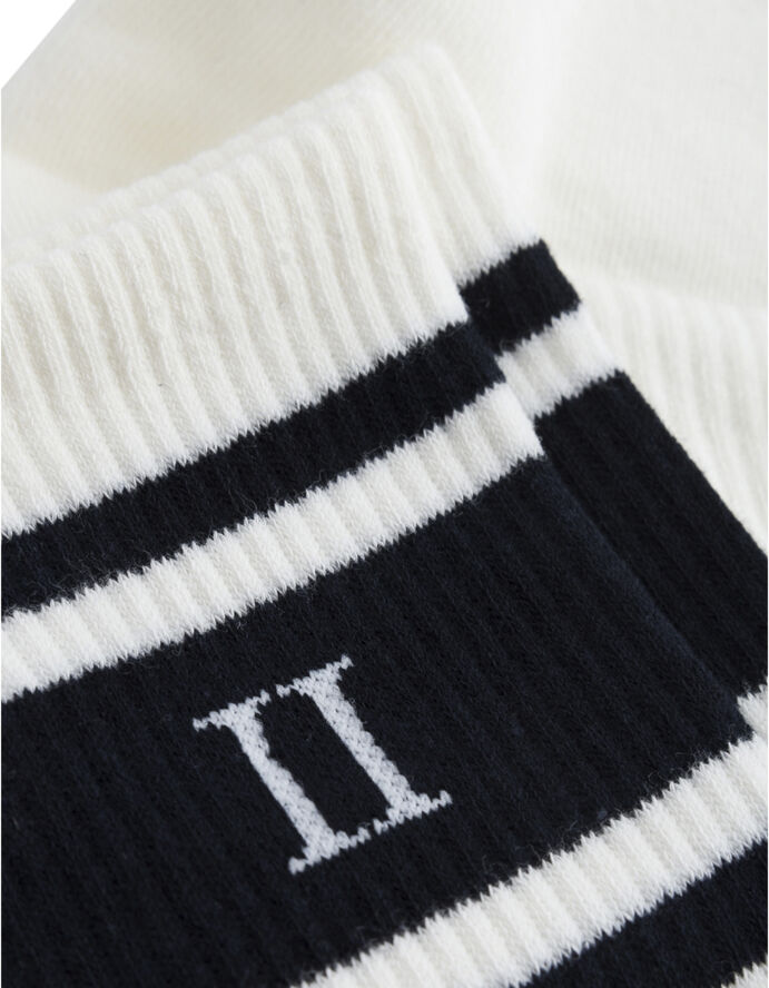 Les Deux William Stripe 2-Pack Socks Råhvid