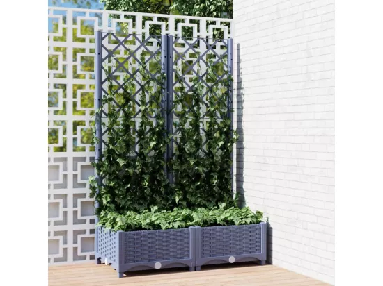 Jardinière avec treillis Gris foncé 80x40x121,5 cm PP