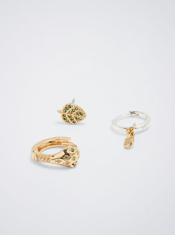 Conjunto De Aros Con Circonitas - Verde