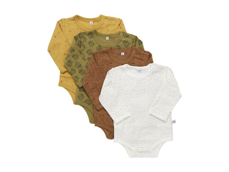 pippi Langarm-Body 4er Set Tinsel Gr. 98 Babybodys mit verschiedenen Mustern