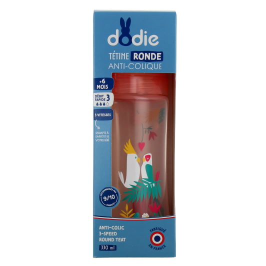 Dodie Initiation+ biberon anti colique tétine ronde 3 vitesses