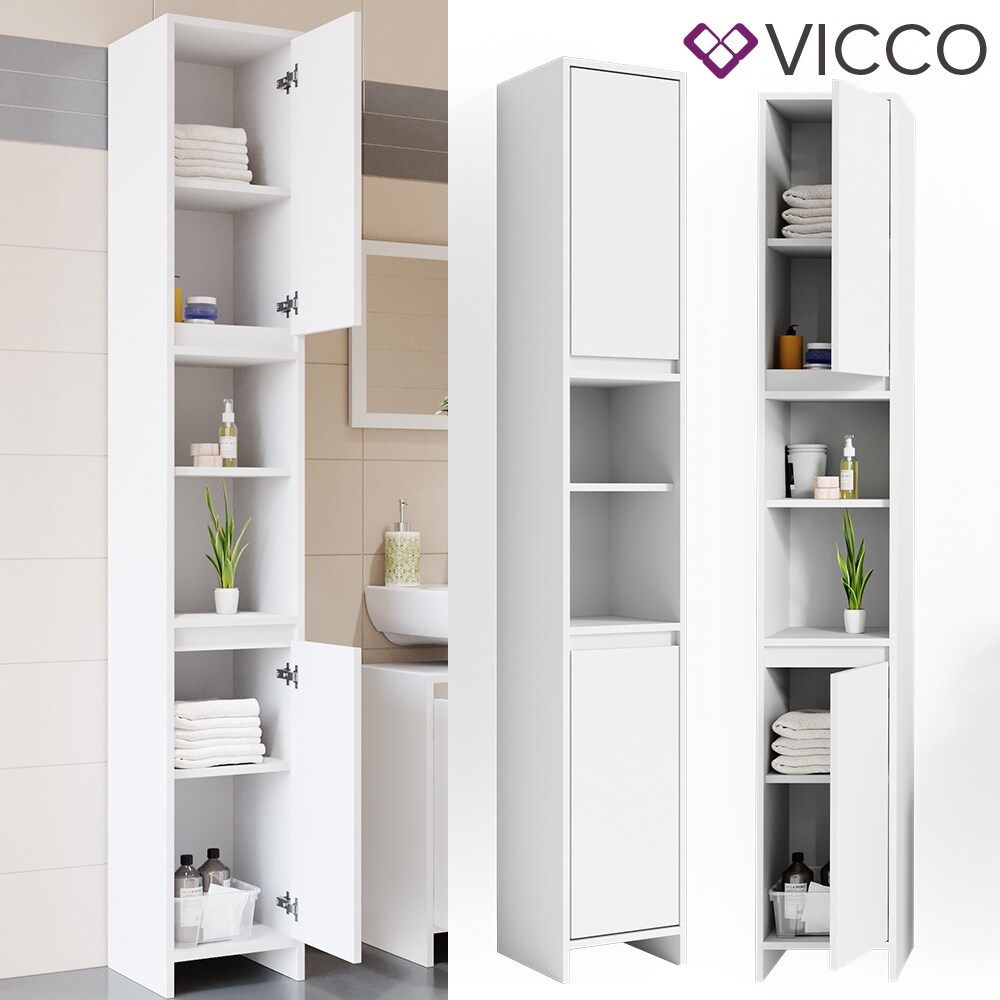 VICCO Badschrank EMMA Weiß Badezimmerschrank Hochschrank Badregal Schrank