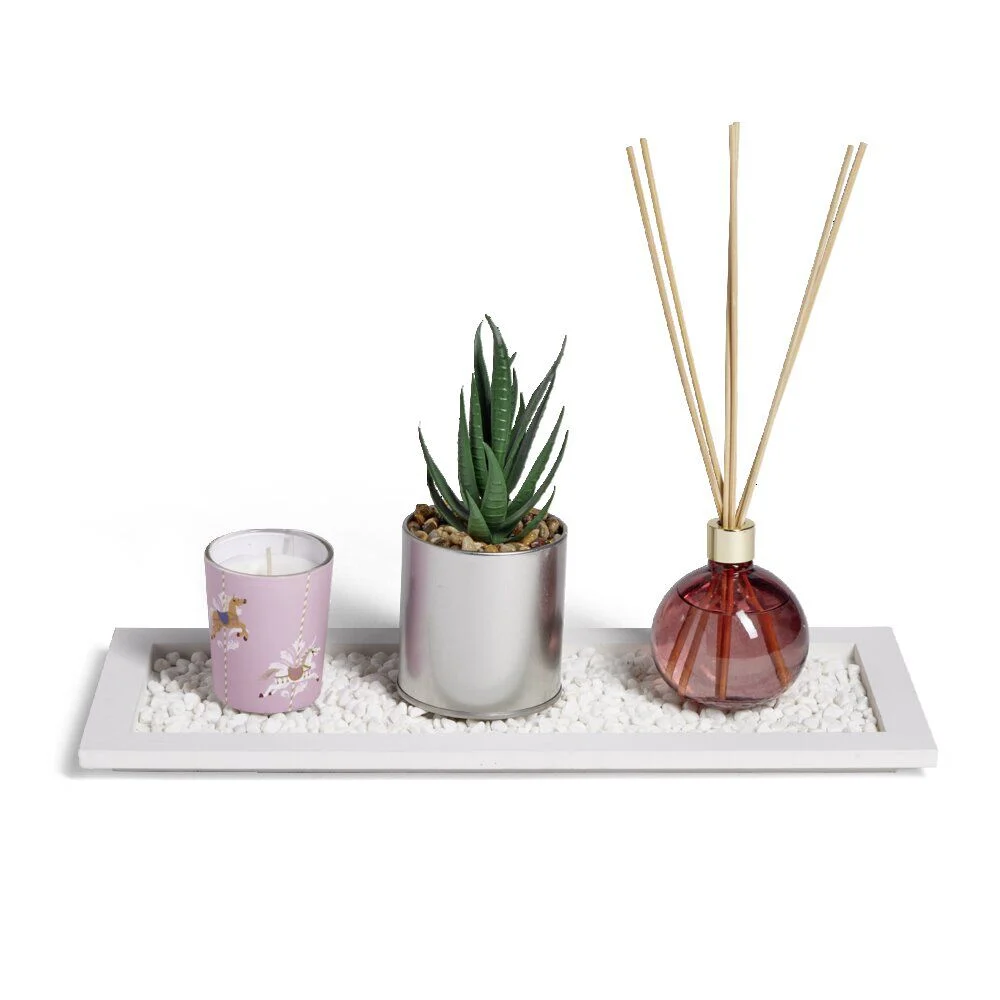 Coffret senteur bougie/plateau/diffuseur/plante artificielle
