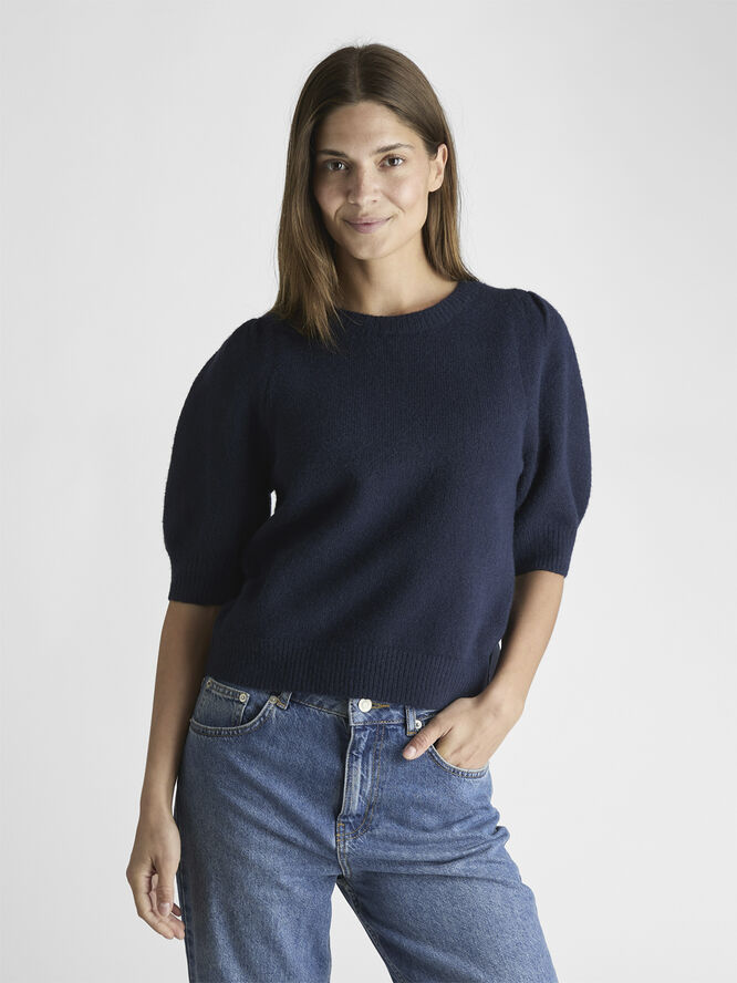 Neo Noir Martha Bow Knit Tee Navy