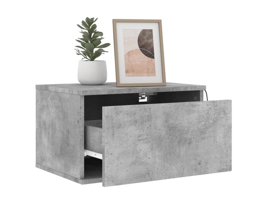 VIDAXL - Table de chevet murale avec lumières led gris béton