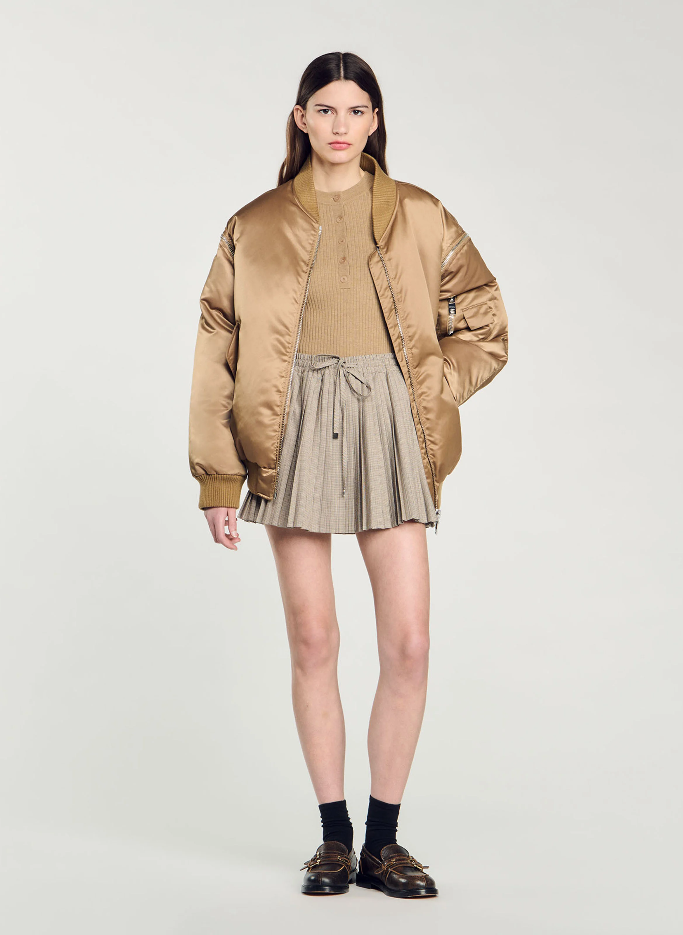 Pull col rond en maille côtelée | Kaki
