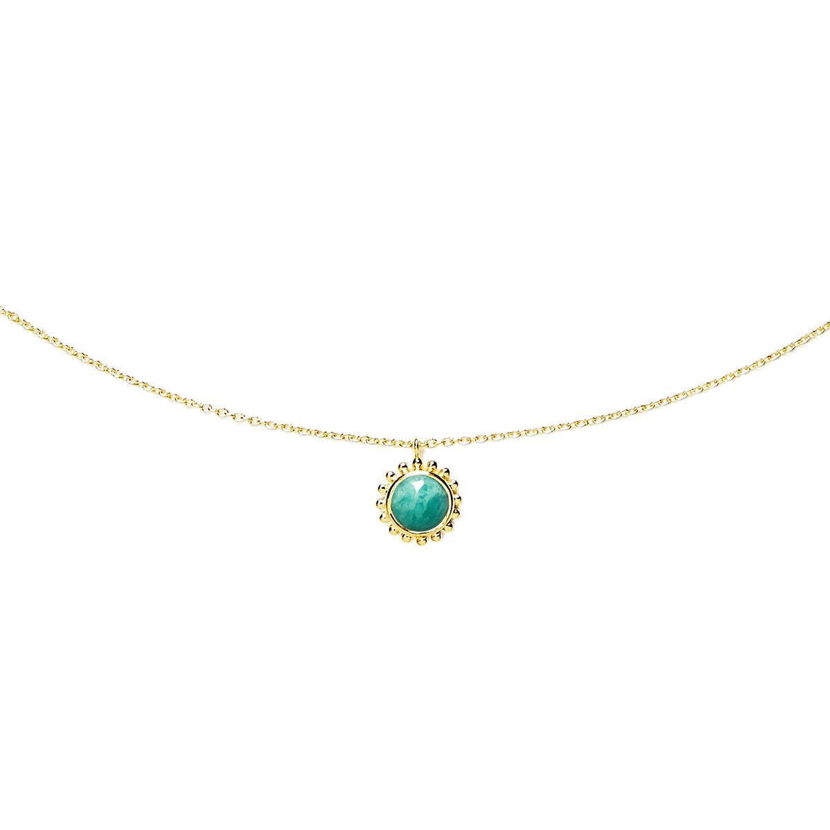 Collier Soleil et Pierre semi-précieuse, en Vermeil