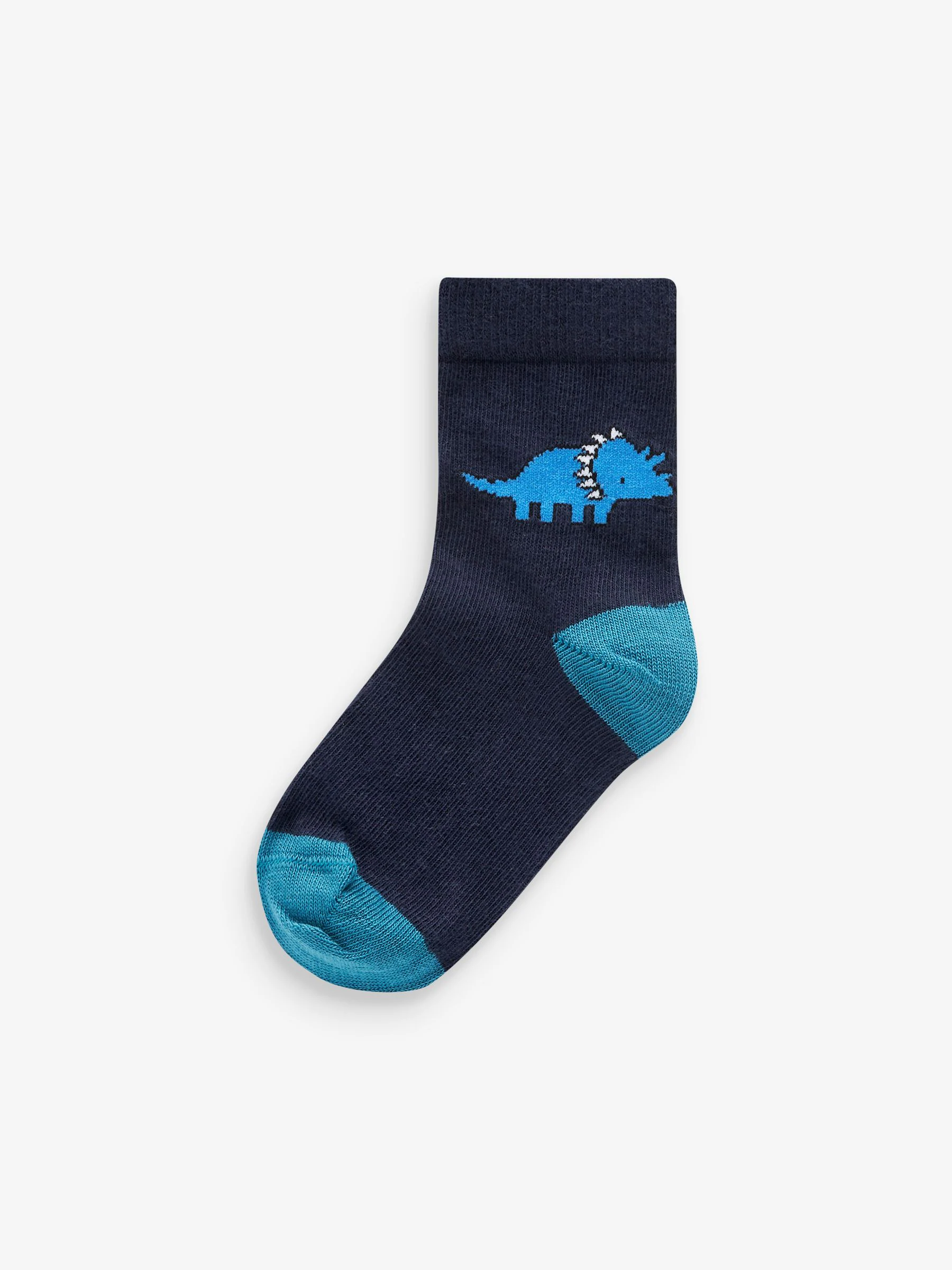 Blauw met dinosaurus - Verpakking van 7 paar sokken met hoog aandeel katoen