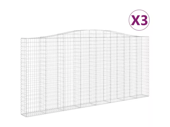 Paniers à gabions arqués 3 pcs 400x30x180-200 Fer galvanisé