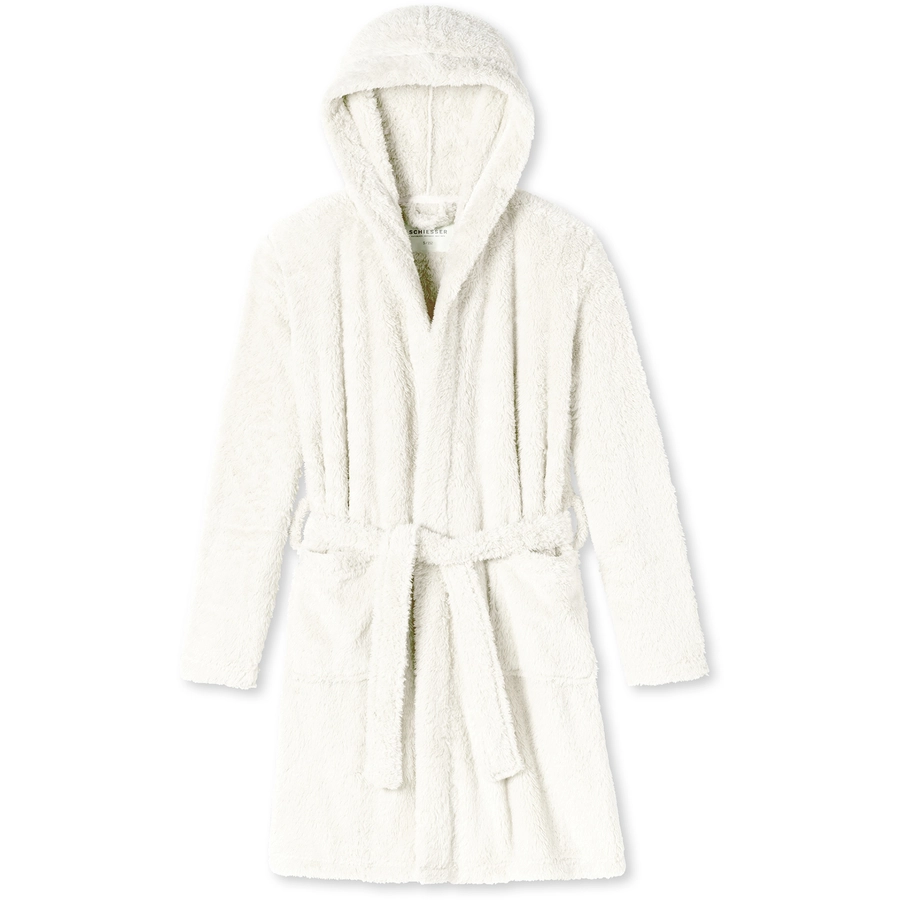 Schiesser Bademantel Teddy Fleece off-white