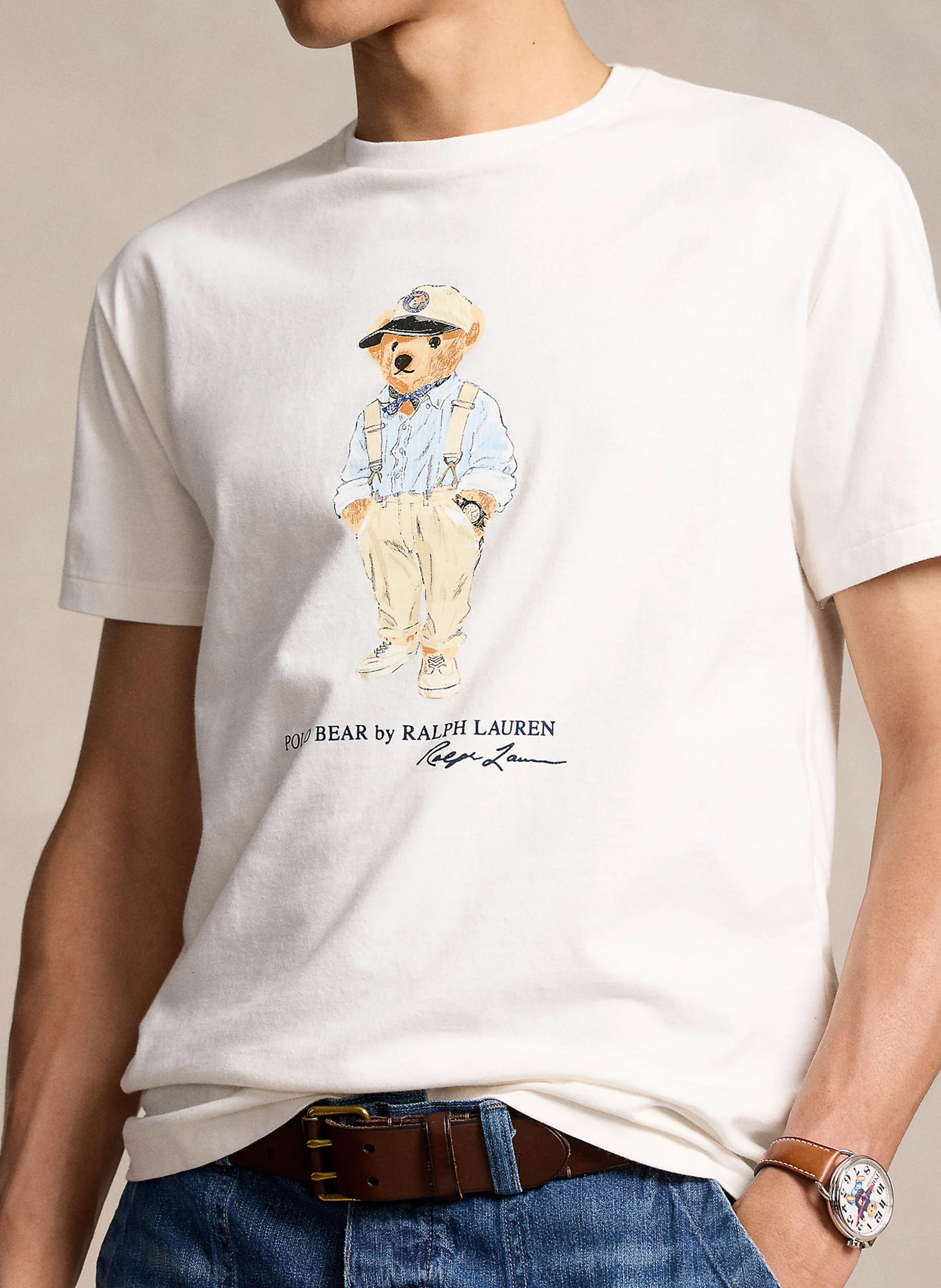 Tee-shirt col rond sérigraphié en coton| Blanc