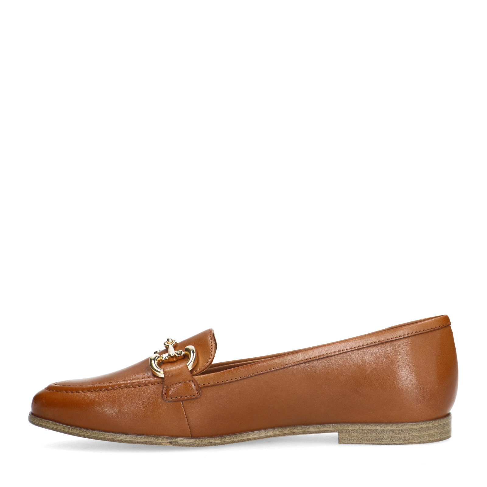 Cognac leren loafers met gouden chain