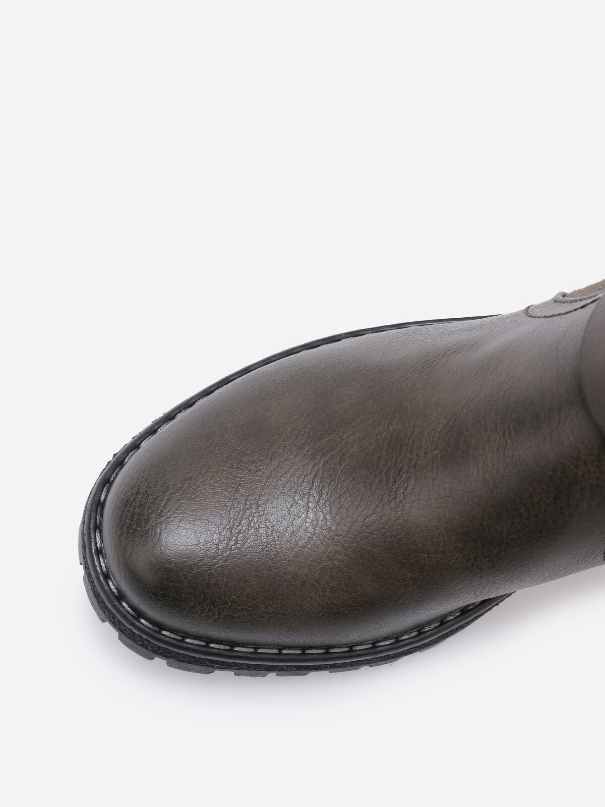 Bottines plissées bi-matières- Kaki