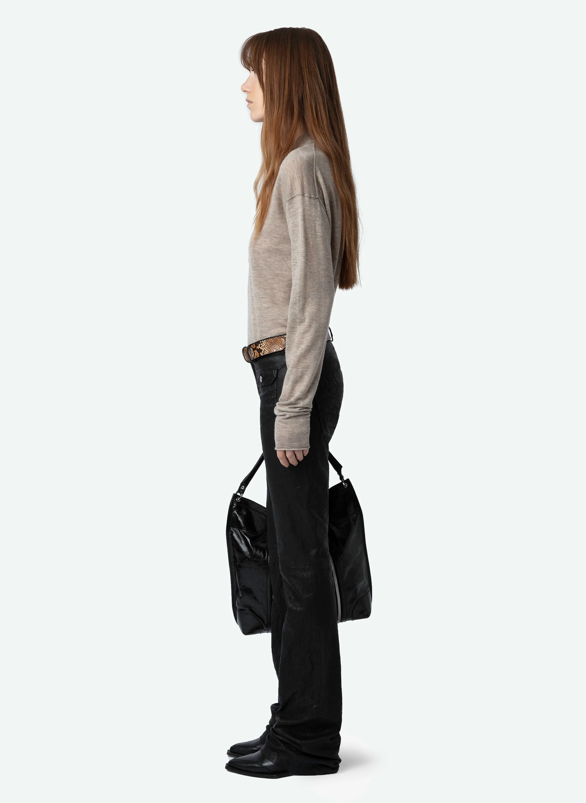 MARLY - Pull droit col polo en cachemire | Beige