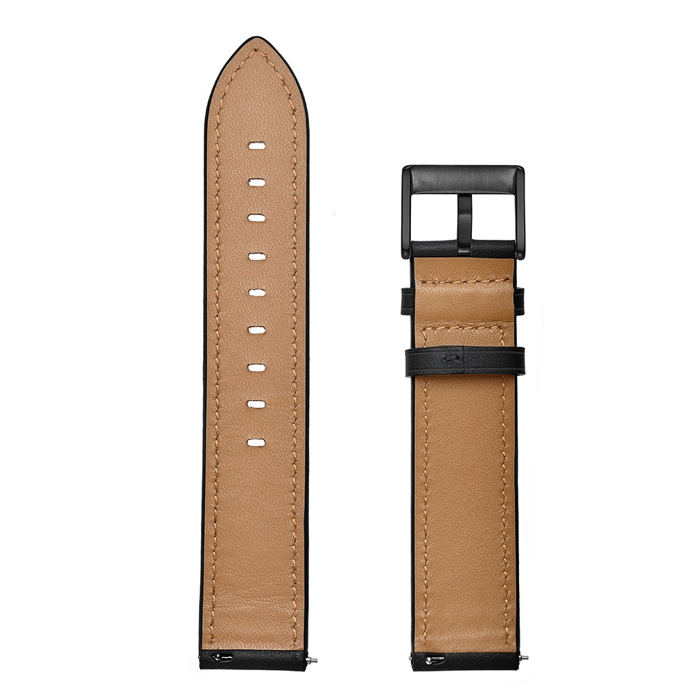Echtleder Uhrenarmband mit Dornschliesse 20mm (Gelenkumfang: 160-220 mm) - Schwarz