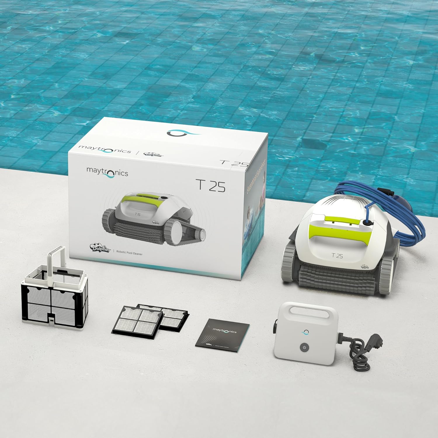 Dolphin T25 Robot Nettoyeur électrique avec Fil pour Piscine Hors-Sol Jusqu’à 10 m - Nettoyage Fond et parois - Système de Scan Intelligent