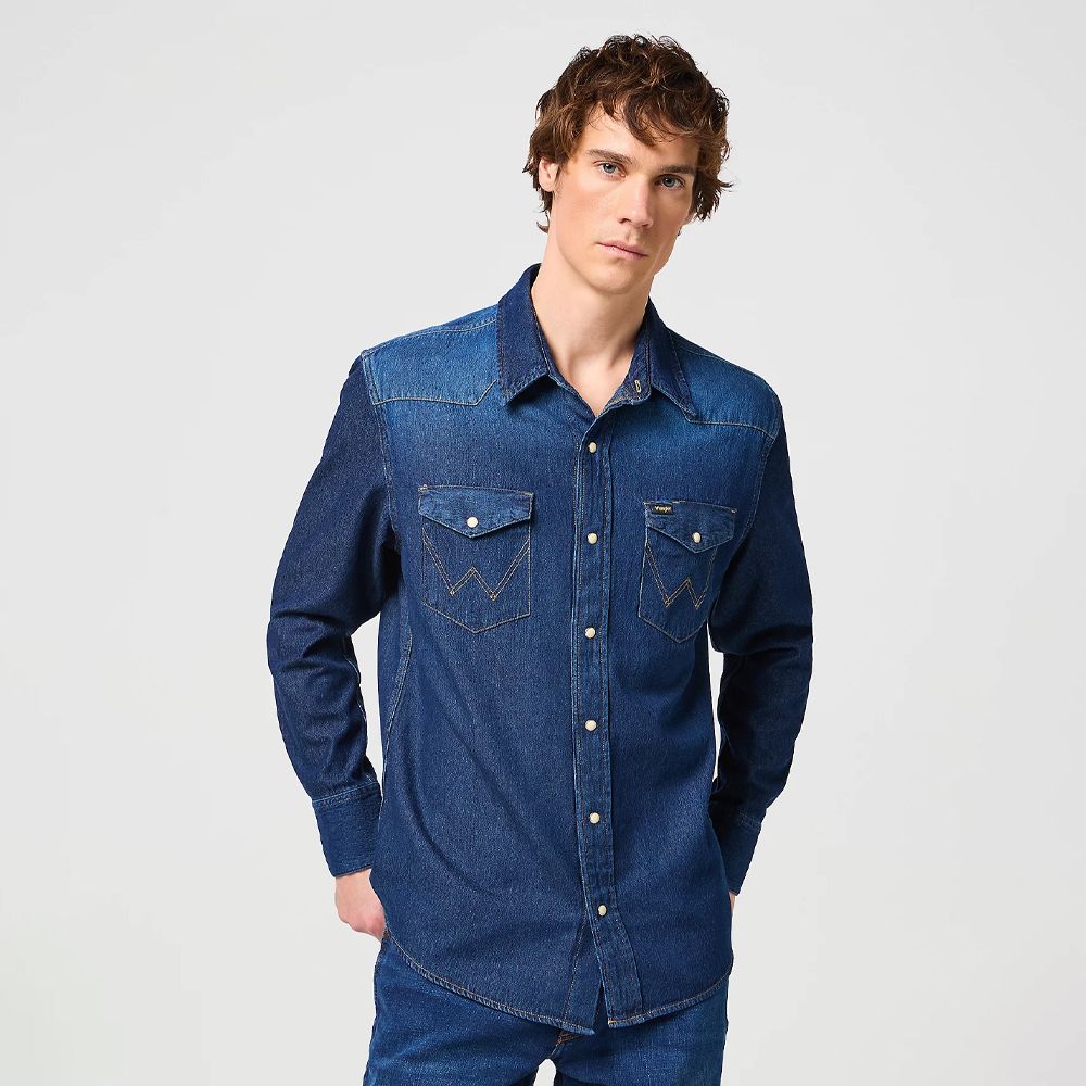 Wrangler mens Indigood Icons 27MW Western Shirt Dark Stone