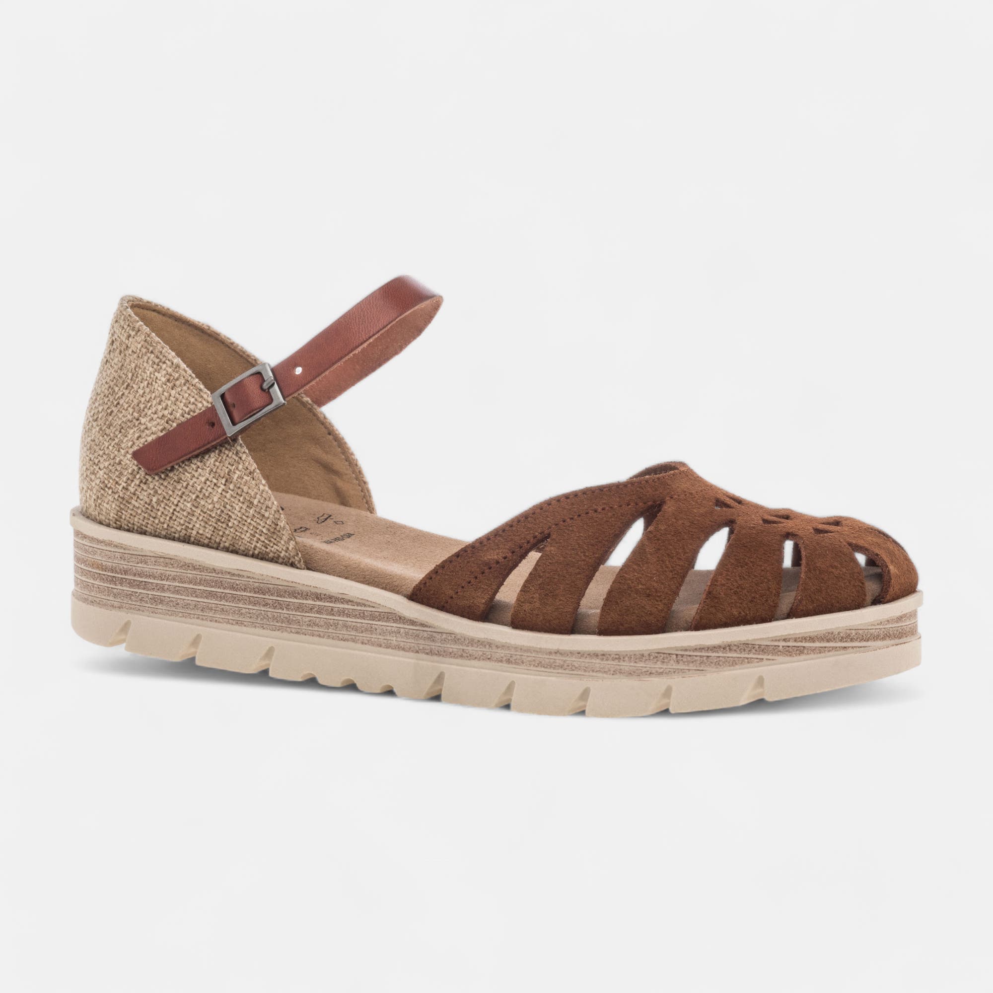 Sandales Femme en cuir cognac