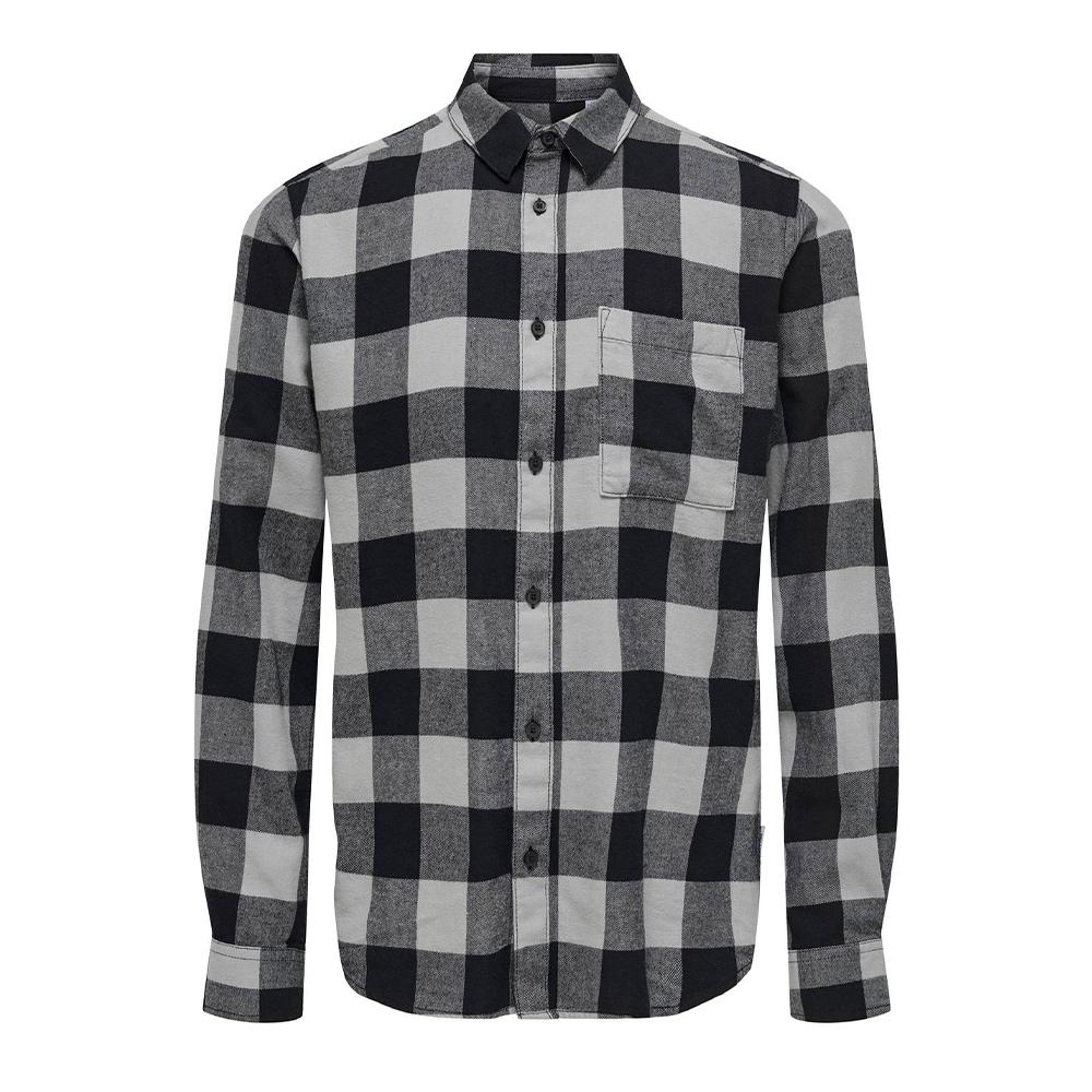 Only & Sons Chemise à Carreaux Noir/Gris Homme Only & Sons Dmundur