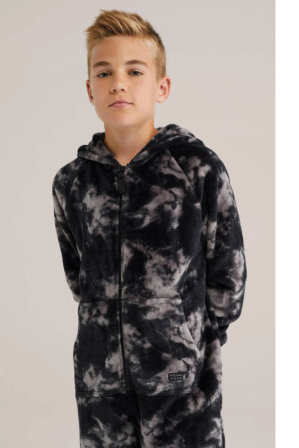 WE Fashion onesie zwart/grijs