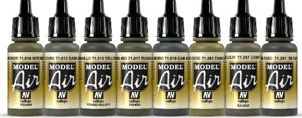 Vallejo - Model Air Maling Sæt - Russian Greens - 8X17 ML