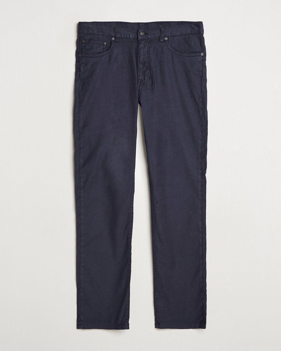 GANT Regular Cotton/Linen 5-Pocket Pants Evening Blue