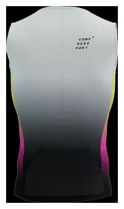 Débardeur Compressport Tri Postural Aero Tank Top Blanc / Jaune / Rose
