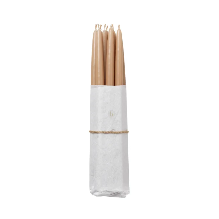 Broste Copenhagen - Tapers getauchte Spitzkerze, Ø 1,2 cm, walnut (10er-Set)