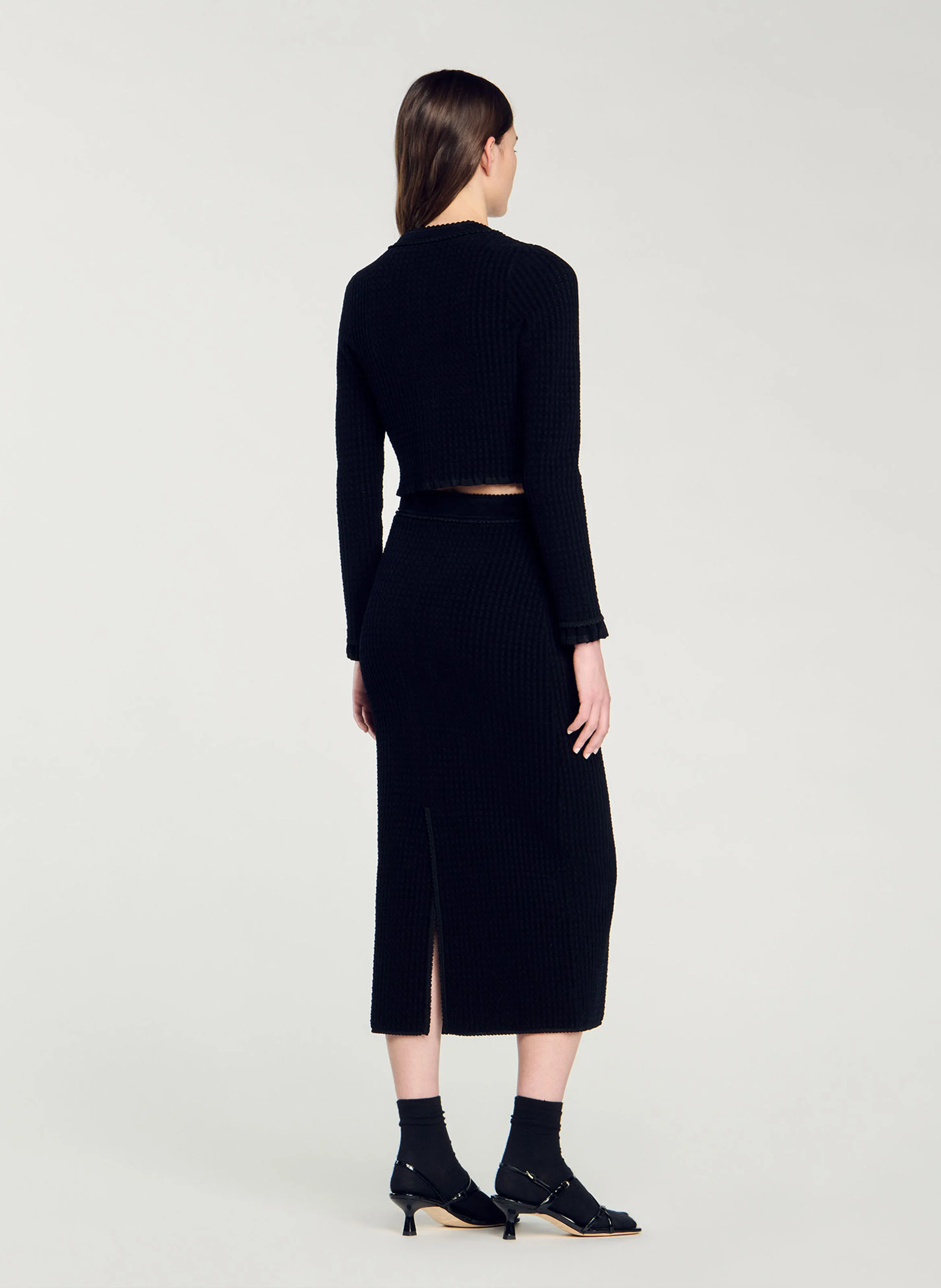 Cardigan droit col rond | Noir