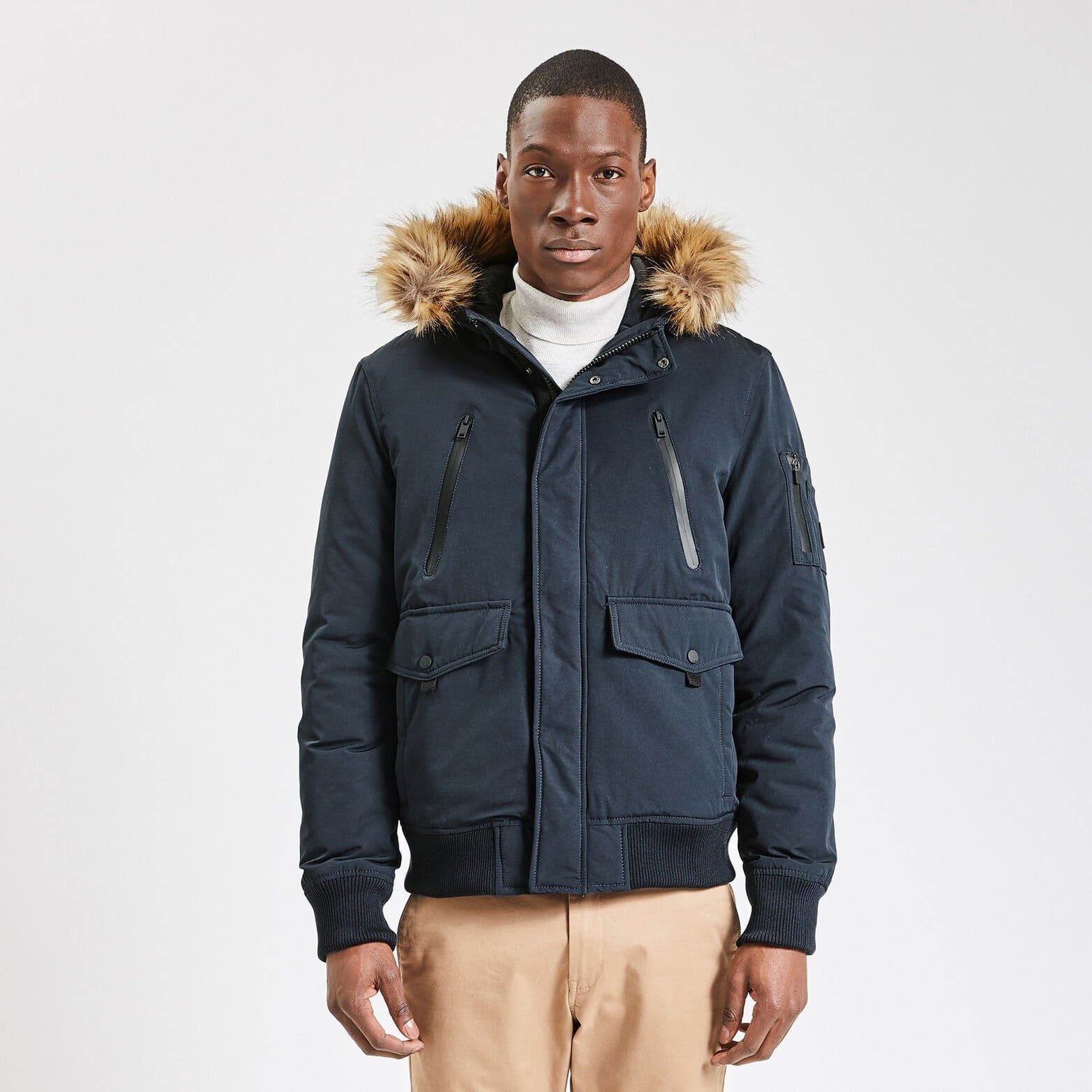 Blouson ski déperlant à capuche Bleu foncé