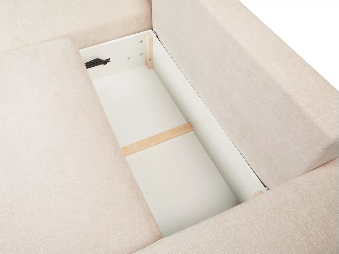 Canapé d'angle gauche convertible en tissu texturé beige BREGLIO