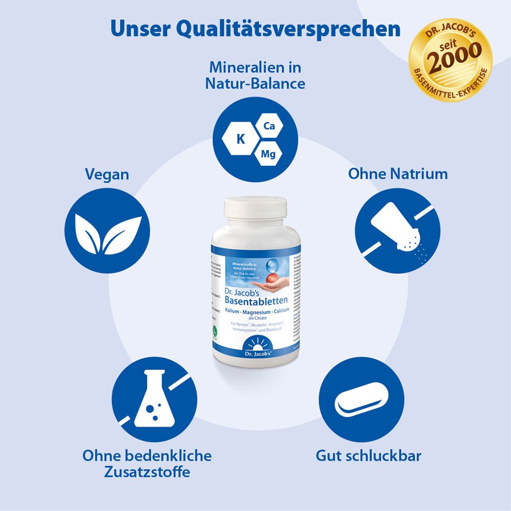 Dr. Jacob's Basentabletten Basen-Citrat-Mineralstoffe Kalium Magnesium Calcium