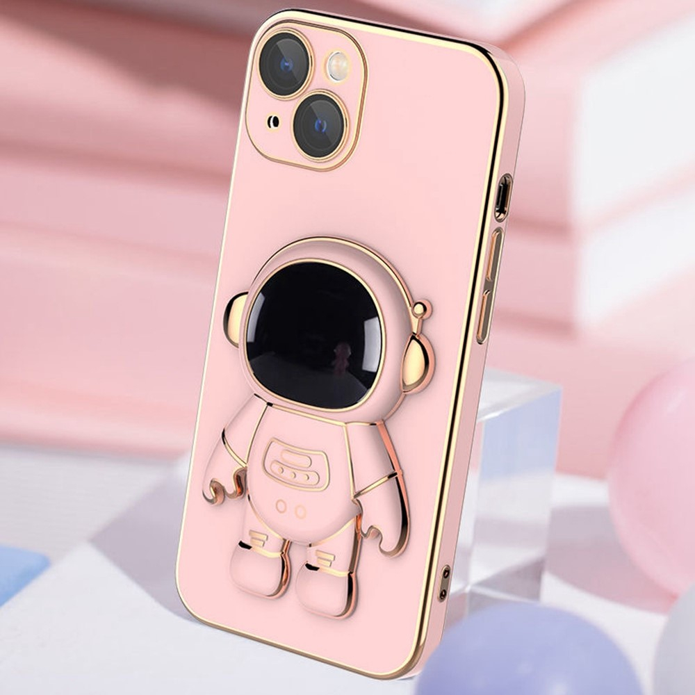 iPhone 14 Hybrid Hardcase Hülle   Astronauten Kickstand Aufsteller   Kameraschutz - Schwarz / Gold