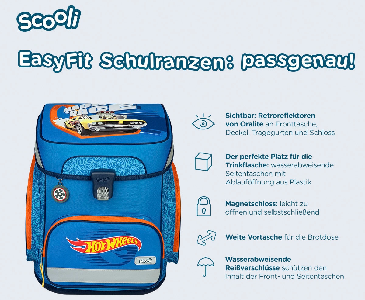 Scooli Schulranzen »EasyFit, Hot Wheels« Reflektoren