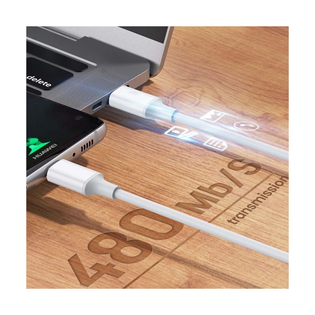 NÖRDIC 3m USB 2.0 USB-C til C-kabel 2,4A 480Mbps 12W