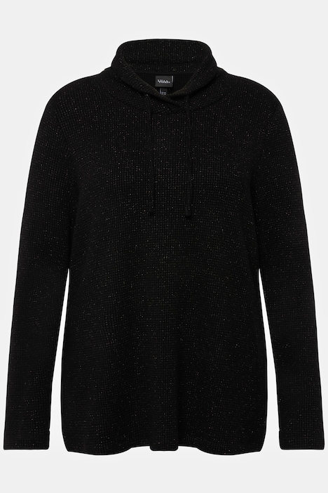 Sweatshirt, Waffelstruktur, Glitter, Stehkragen, Langarm