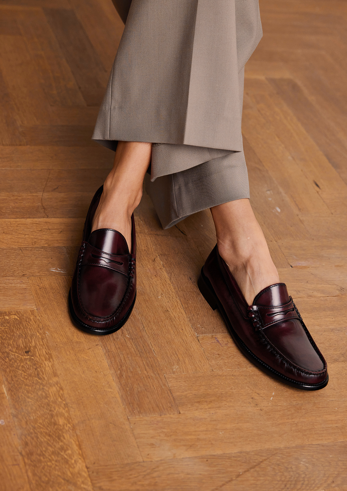 Burgundy leren loafers