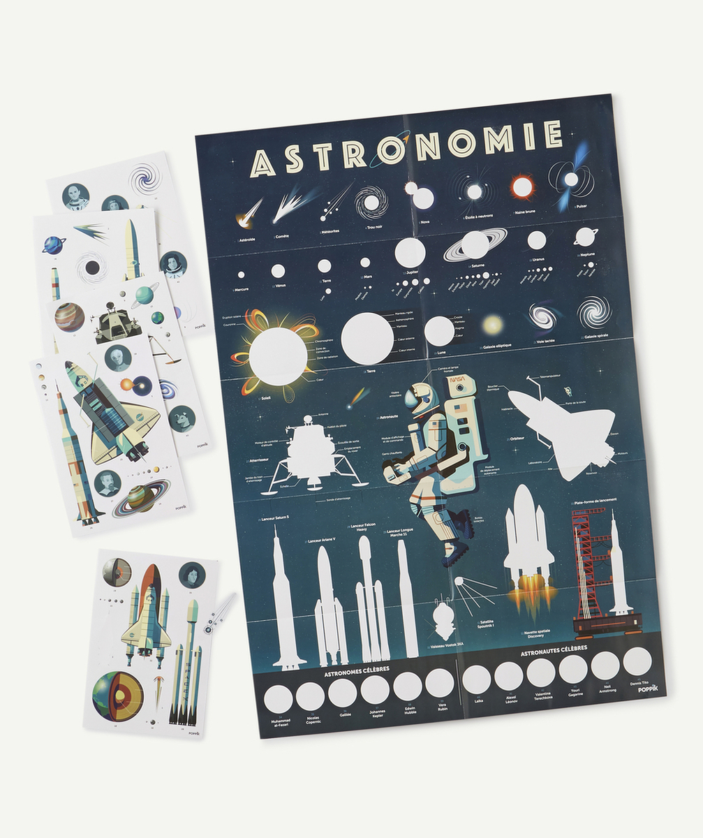 POPPIKLE POSTER AVEC 40 STICKERS ASTRONOMIE - 8-12 ANS