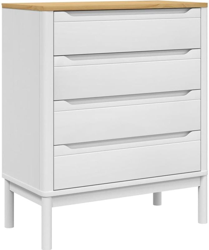 vidaXL - FLORO - Ladekast - Wit - Massief Grenenhout - 4 Lades