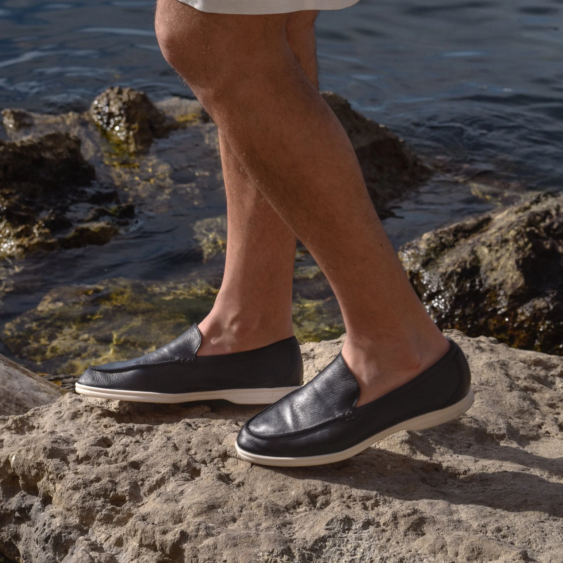 Momy-Mocassin en cuir grainé noir