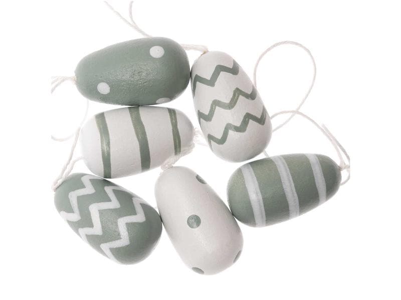 Rico Design Aufhänger Osterei 6 Stück, Mint/Weiss Holzanhänger von Rico Design