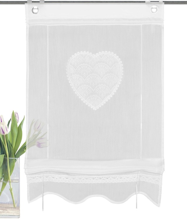 HOME WOHNIDEEN Bändchenrollo »CORAZON« mit Hakenaufhängung Bändchenrollo, bestickt
