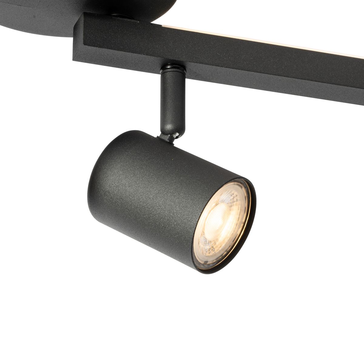 Plafondspot zwart GU10 50mm 4-lichts incl. backlight - Back Up