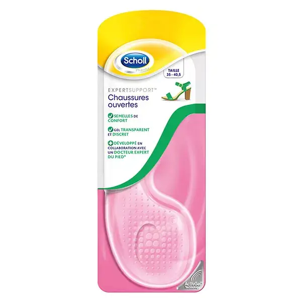 Palmilhas Scholl Expert Support para sapatos abertos, tamanhos 35 a 40,5.