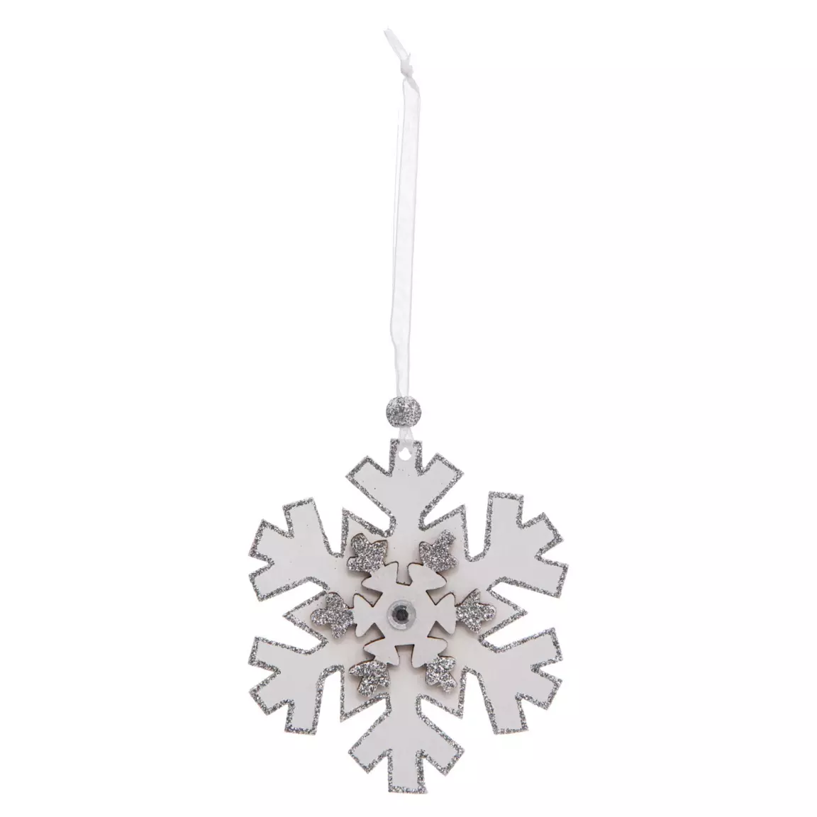Lot de 4 flocons de Noël à suspendre (H10 cm) Natural Blanc