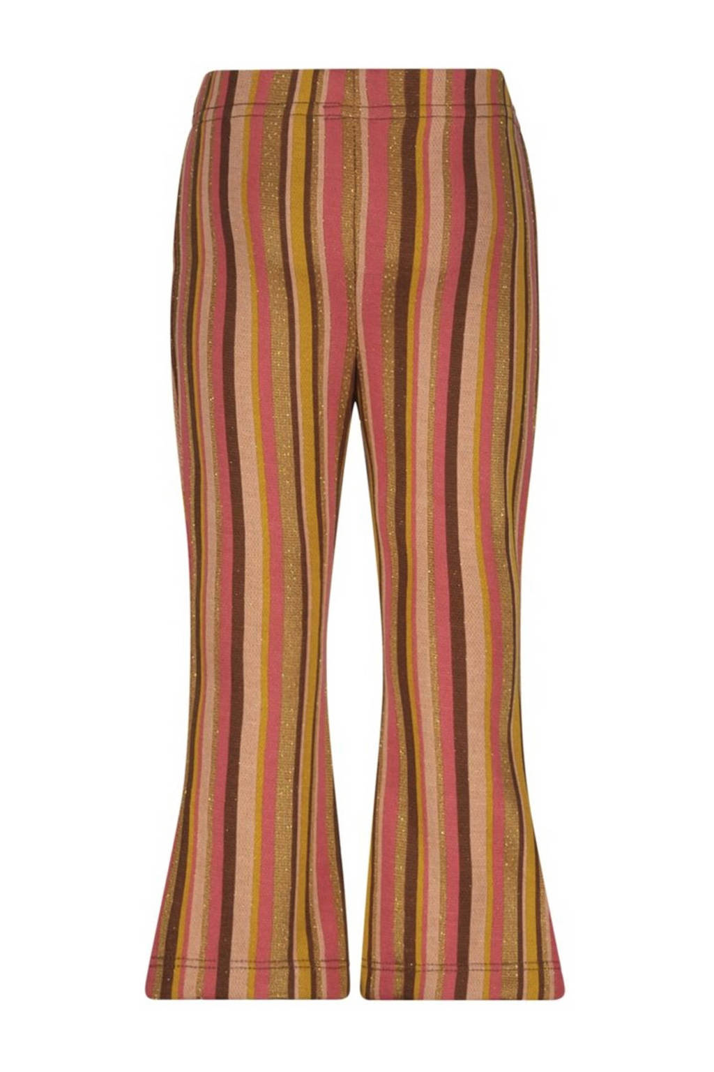 B.Nosy baby gestreepte high waist flared broek Petra roze/goud/geel