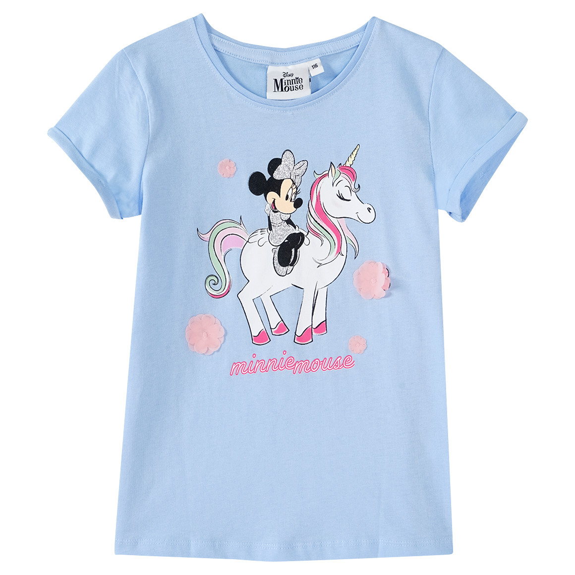 Topolino Minnie Maus T-Shirt aus Bio-Baumwolle hellblau